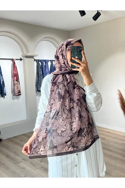 Merwiss Viena Silk Crepe Brown Shawl