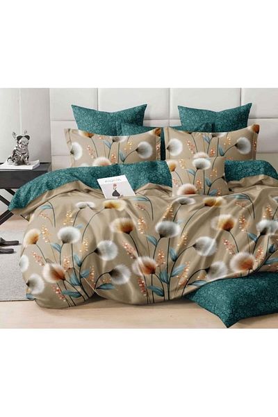 OEM Double Bed Linen, Reversible Sheet, 6 Pieces, Field Flowers, 2 Persons, 230x245cm, Finet, Multicolor