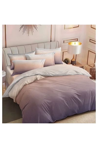 OEM Double Bed Linen, 2 Sides, Degrade Print, 6 Pieces, 2 Persons, 180x200cm, Finet Satin, Lavender