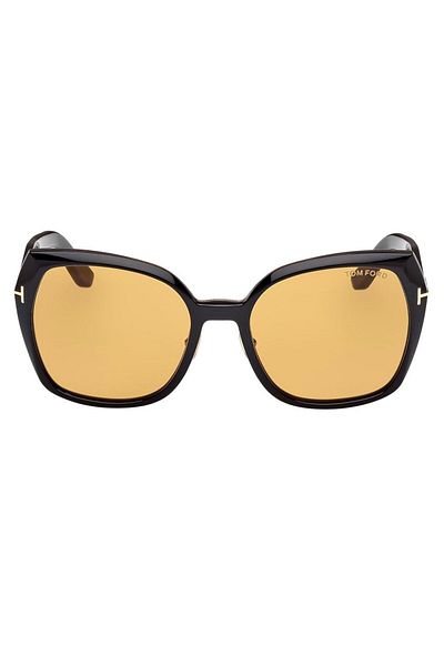 Tom Ford Sunglasses Women Tf1223 Plum 01E 58-19, Acetate, Black Frame, Orange Lens