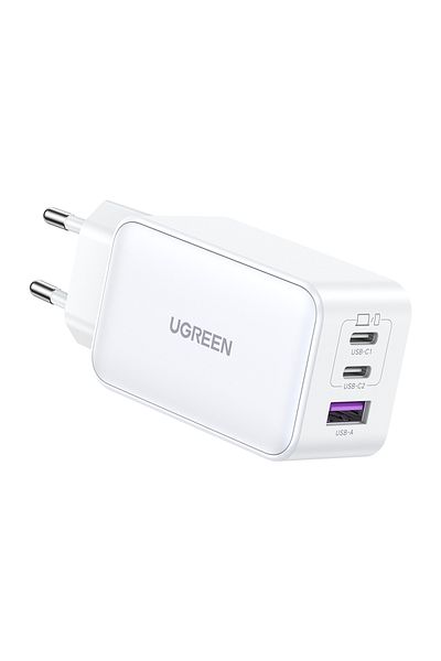 Ugreen Încărcător rapid de perete GaN 65W USB-A / 2x USB-C, alb