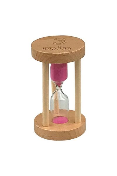 OEM Clepsidra din lemn cu scris 3 minute, 5x9 cm, maro-roz