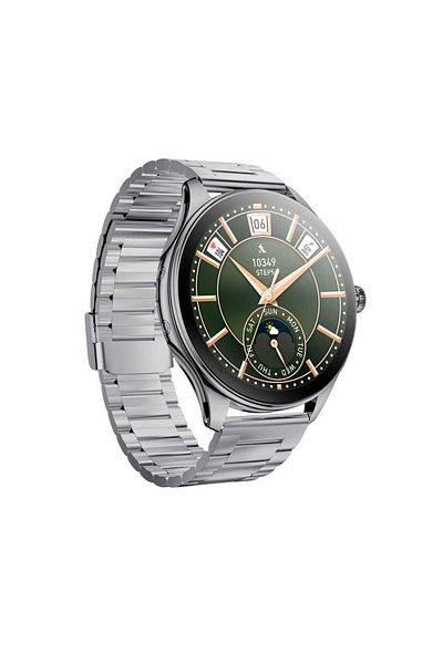 KALOBEE SK 42 Ultra-Slim Smart Watch with Full AMOLED Screen, 3 Straps, and Wireless Charging, Silver