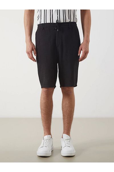 LC Waikiki Lcw Vision Black Standard Mold Linen Look Men's Shorts