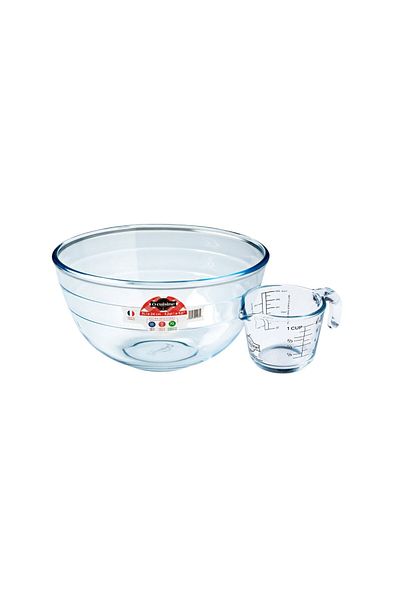 OCUİSİNE FRANCE Ôcuisine Mixing Bowl 3.0L + Glass Measuring Jug 1L | Premium Borosilicate Glass Kitchen Set