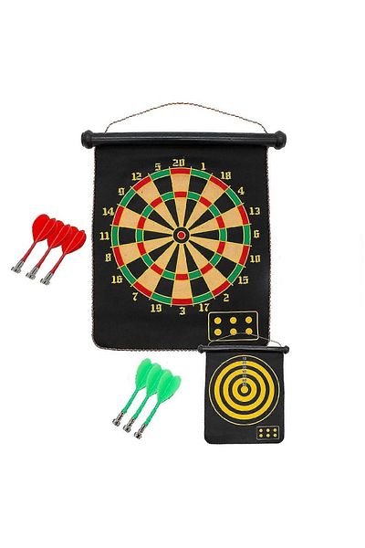 divendi-ro Darts game, with 6 magnetic darts, double-sided target, foldable, with hooks, black