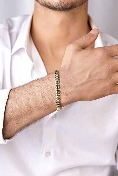 Fiyonk Kuyumculuk 14 Ayar Altın Piramit Model Erkek Bileklik