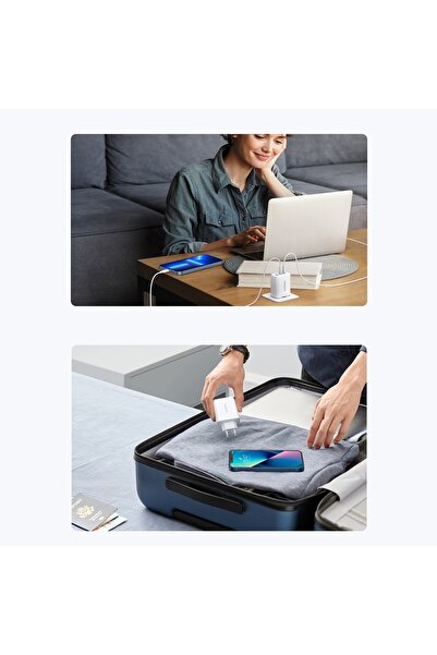 Ugreen Szybka ładowarka sieciowa 2x USB-C USB 65W PD QC biała