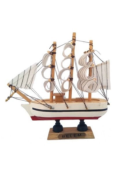 OEM Wooden Decorative Ship 13x13 cm Red-White M4