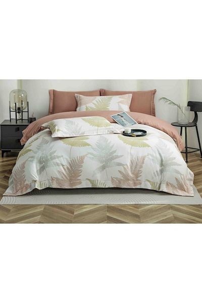 OEM Luxury Bedding Set, Jojo Home, Fine Cotton, 6 Pieces, 2 Persons, 180x200cm, Fern Leaves Print, Multi