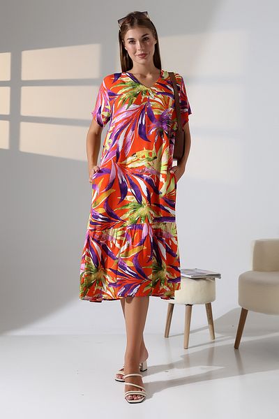 LİKAPA Li̇kapashop Viscosse Ruffle Large Size Dress