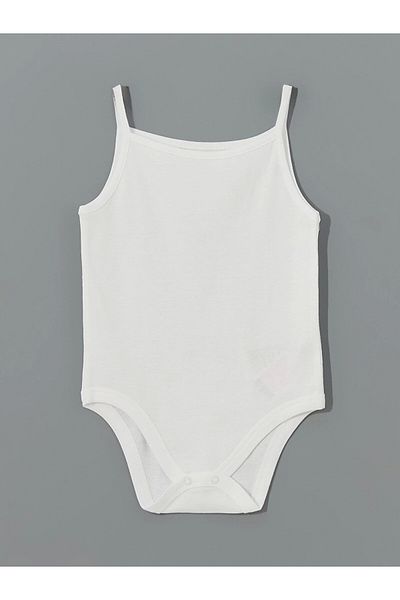 LC Waikiki Lcw Baby Ecru Organic Fabric Baby Girl Bodysuit with Snap Fasteners 3-Piece