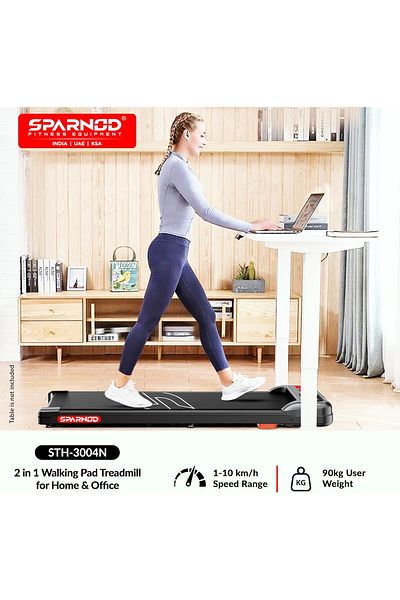 Sparnod Fitness STH-3004N 2-in-1 Walking Pad Treadmill, Foldable, 10 km/h, 7% Incline, LED, Bluetooth, 90kg Capacity