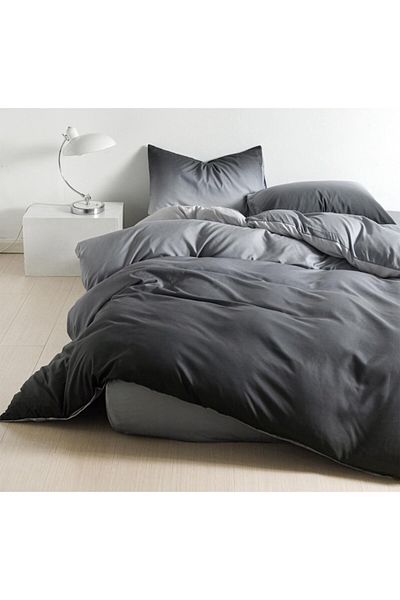 OEM Bed Linen Set, Gradient Print, 4 Pieces, Single Person, 155x220cm, Finet Satin, Dark Grey