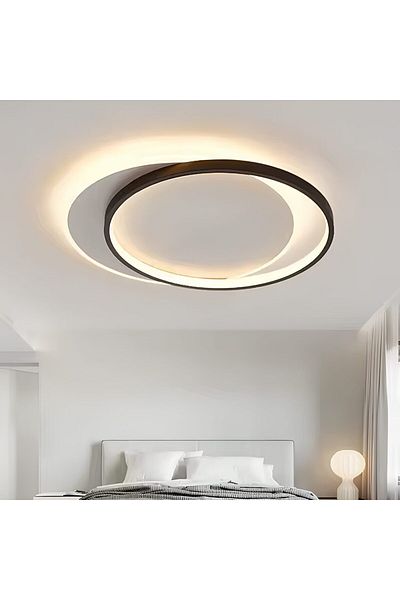 Rain Drop De la Robinetul Meu Round LED chandelier white with black - Diameter 50 cm, Power 40W, warm light 3000K, bedroom or hallway