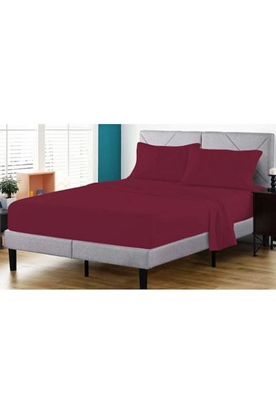 OEM Double Bed Linen Set, 6 pieces, 220x230 cm, Plain, Bordeaux