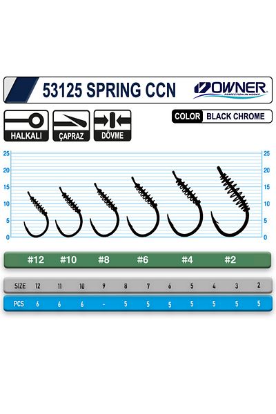 Owner 53125 Spring Ccn with Eye Black Chrome Carp Needle 8