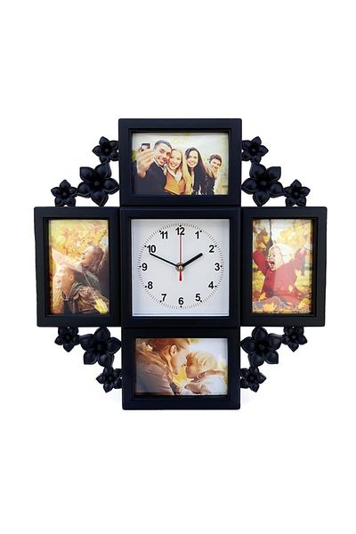 OEM Ramă foto cu ceas pentru 4 fotografii, 43x43cm