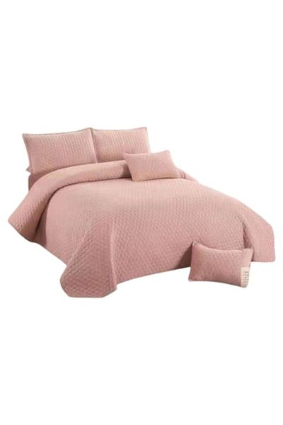 OEM Duvet cover and 4 pillowcases, Cotton and Linen, 5 pieces, Plain, 220x240cm, Dusty Pink