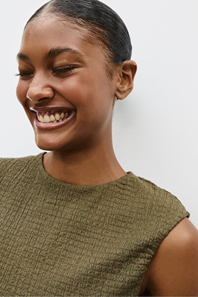 Stradivarius Textured gathered midi dress