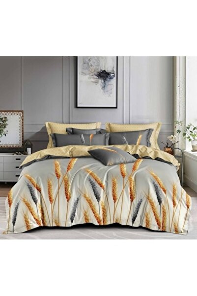 OEM Lenjerie de pat dublu, 6 piese, 2 persoane 180x200 cm, imprimeu spic de g...