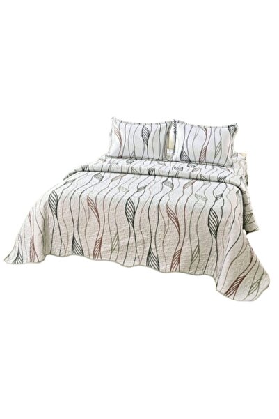 OEM Bedspread, Microfiber, 3 pieces, 2 persons, 220x240cm, Abstract Waves Print, Multicolor