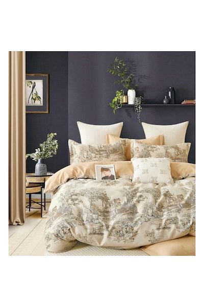 OEM Double Bed Linen, Beige Shades, 2 Persons, 240x250cm, Finet