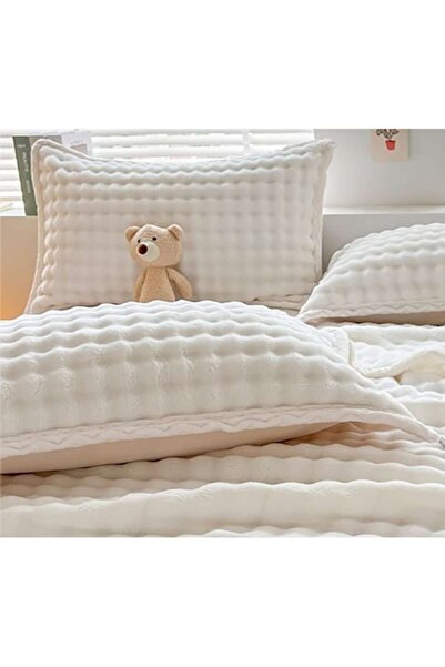 OEM Patura si 2 Fete Perna, Cocolino Premium, 3 Piese, 2 persoane, 200x230cm, Uni, Alb