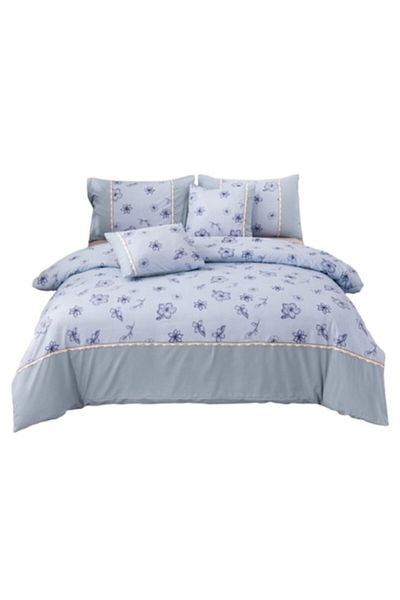 OEM Double Bed Sheets, Floral Print, 6 Pieces, for 2 People, 180x200cm, Finet, Lavender