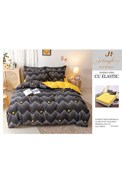 OEM Bedding set, fitted sheet, satin cotton, 4 pieces, abstract, 180x200cm, B