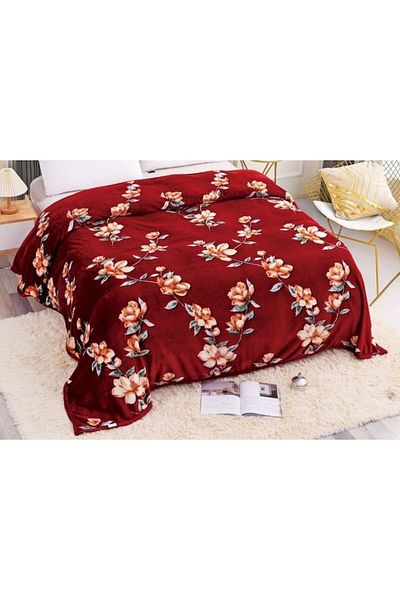 JOJO HOME Patura Cocolino cu bordura si blanita, pentru pat dublu, Jojo Home, imprimeu Flori, 2 persoane, 200x