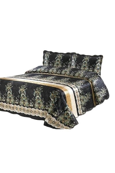 OEM Cuvertura de pat dublu, Matase tip Organza, 3 piese, 2 persoane, 230x250cm, Multicolor
