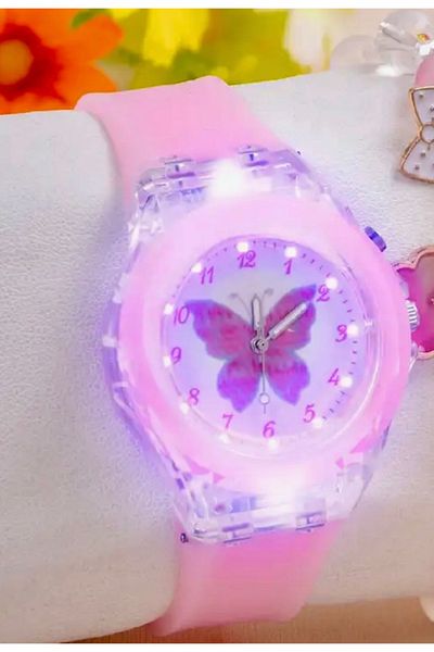 JOJO KIDS Girl's Butterfly Luminous Wrist Watch , Silicone Wrist Watch , Color Changing Intense Luminous Watch