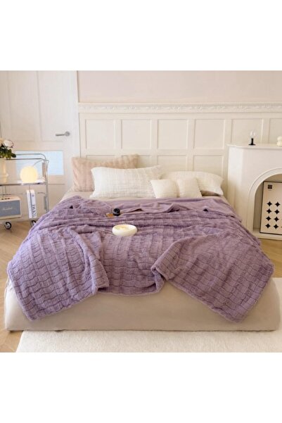 OEM Patura imitatie de iepure, 200x240 cm uni, mov