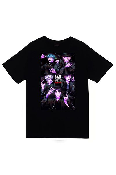 fame-stoned K-Pop Demon Hunters – T-shirt unisex negru 100% bumbac cu imprimeu Saja Boys