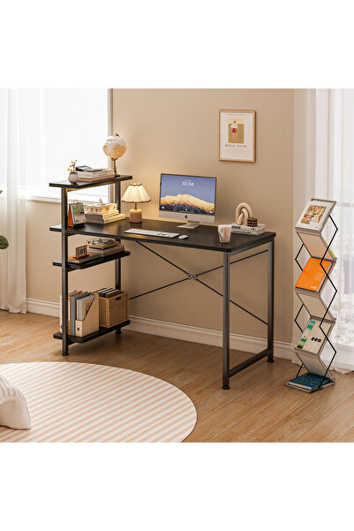 Sheinhome 4-Tier Storage Shelf Study Desk Room-Saving Office Desk Writing Table Workstation