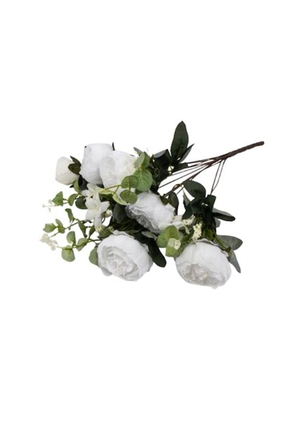 OEM Buchet de bujori, textil 53x25 cm, alb