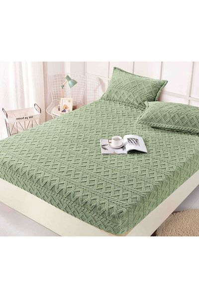 JOJO HOME Cocolino bed cover and 2 pillowcases, Tricot, Jojo Home, Uni, 3 pieces, 2 persons, 180x200cm, Green