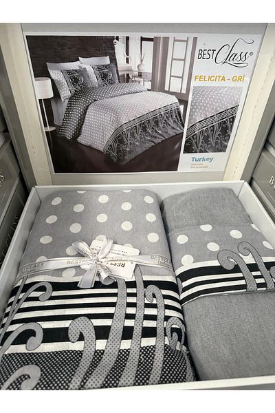 PAMUK DÜNYAM HOME Felicita-Grey Duvet Cover Set