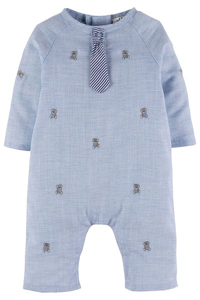 İdilbaby&Mamino Baby Boy Teddy Embroidery Poplin Jumpsuit