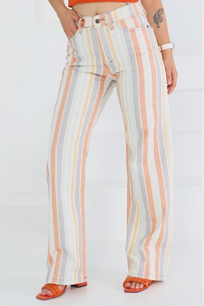 TOFİSA Striped Palazzo Trousers Colorful - 27463