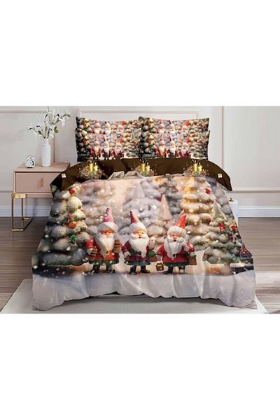OEM Double Bed Linen Set, Christmas 3D Model, 6 Pieces, Cotton Finet