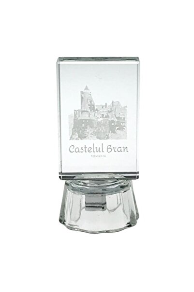 OEM Decorațiune din sticlă cu LED, Castelul Bran, 4x9cm, Transparentă