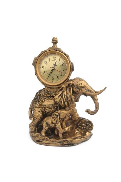 OEM Statuie decorativă elefant cu ceas din rășină, 31 cm