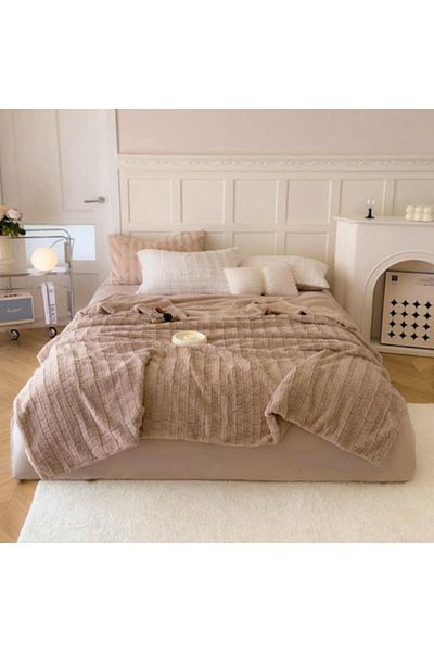 OEM Blanket, Rabbit Fur Imitation, 200x240 cm, Light Brown
