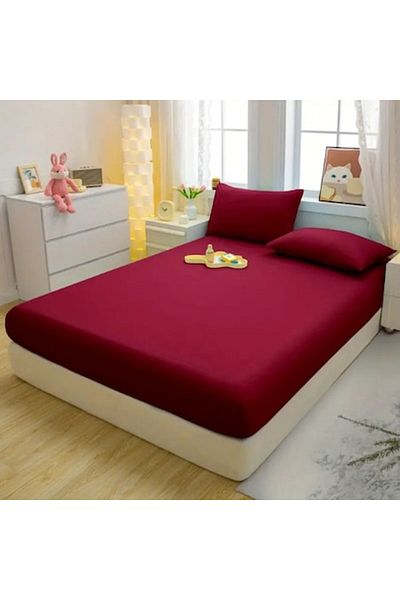 OEM Husa de pat, Uni, 3 piese, 2 persoane, Microfibra, 180x200cm, Bordo