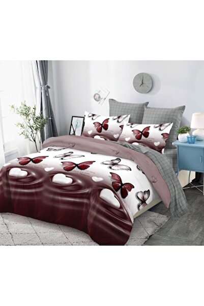 OEM Set de lenjerie de pat cu 6 piese, Finet, imprimeu cu fluturi, 230x250cm,...