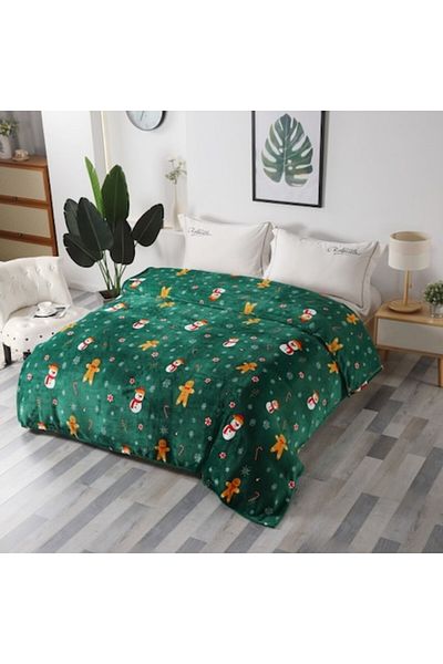 OEM Patura Dubla Cocolino, 2 persoane, 200x230cm, Imprimeu Craciun, Turta Dulce, Multicolor