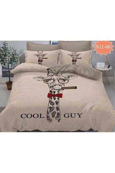 OEM Double Bed Linen, 230x250 cm, 6 Pieces, 2 Persons, 3D, Finet, Giraffe, Multicolor