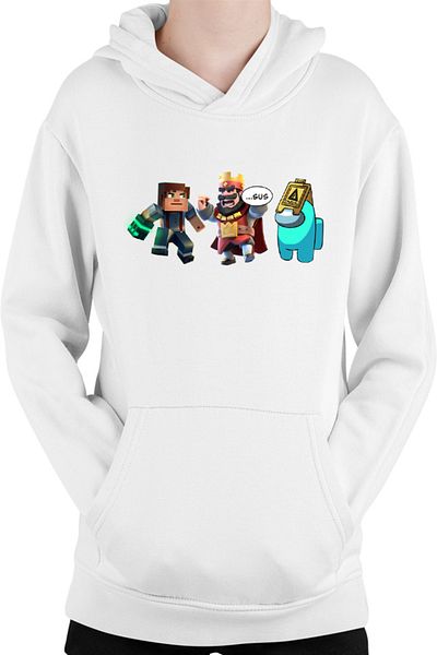 OEM Clash Royale Among Us Kids Hoodie Caution Minecraft Steve